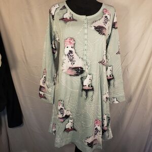 Soma Mint Green Dog Print Pajama Dress - M